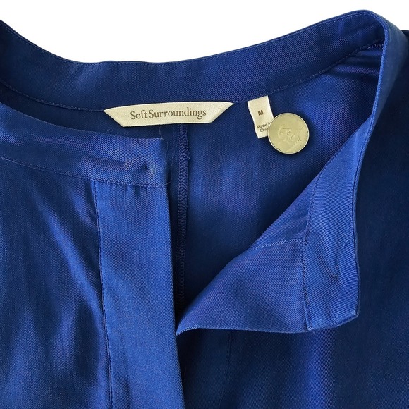 Soft Surroundings Womens Tunic Top Blue 3/4‎ Sleeve Pockets Blouse - Picture 4 of 7